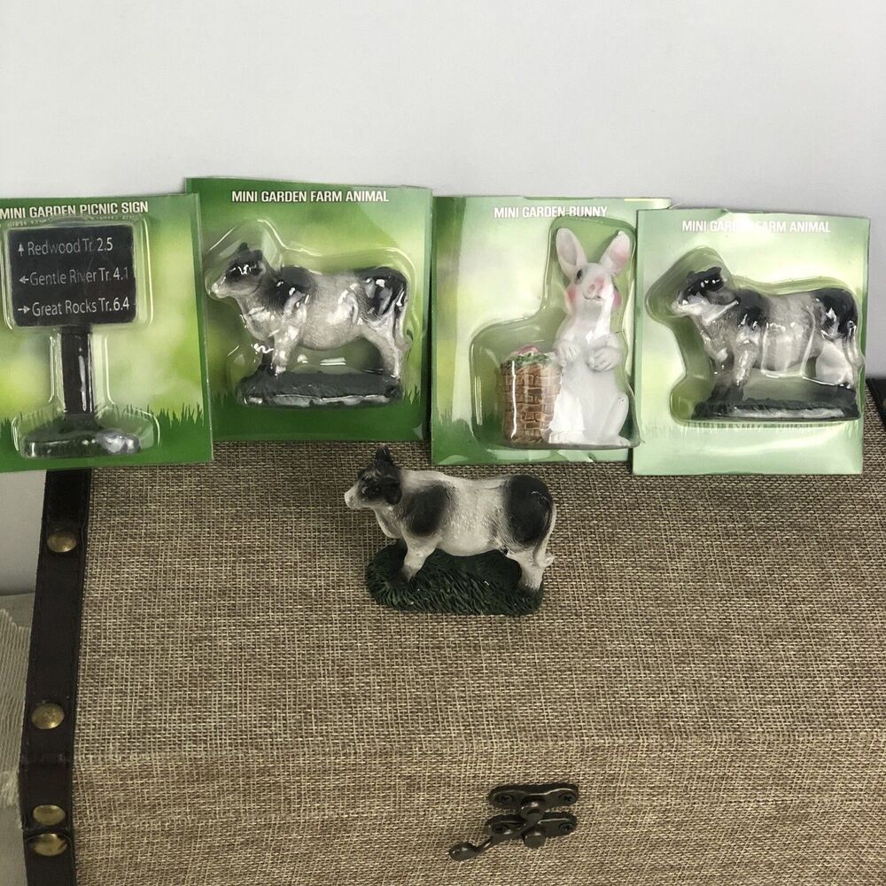New Mini Farm Cow & Rabbit Miniature Fairy Garden Accessory Animals Decor - Picture 5 of 9